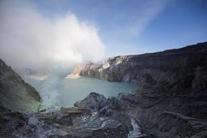 Sulfur fumes from the crater of Kawah Ijen Volcano, Indonesia photo