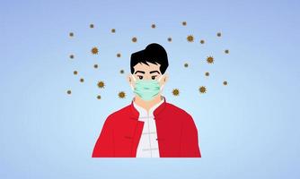 Man use medical masks to protect against viruses. Concept of covid 19 quarantine. vector