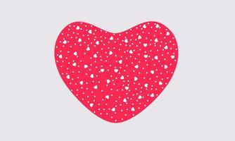 Many small white hearts in one big red heart on a gray background. Valentine's Day design, pattern fabric,various products. vector