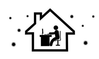 Icon symbol working from home. Avoid the risk of being infected with a corona virus Covid 19. Does not increase the number of people infected by the situation in which the virus has spread. vector