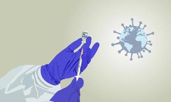 Coronavirus vaccine hopes to end epidemic. Doctors prepare to vaccinate the world with the coronavirus outbreak. vector