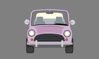 Vector illustration retro pink car in the front view.