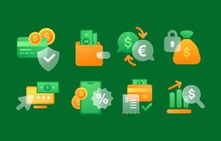 Finance Technology Glassmorphism Icons vector