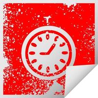 distressed square peeling sticker symbol time stopper vector