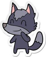 sticker of a friendly cartoon wolf vector