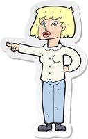 sticker of a cartoon woman pointing vector