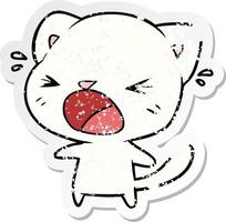 distressed sticker of a cartoon cat crying vector