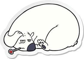 sticker of a ill polar bear cartoon vector