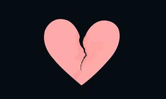 Pink heart shaped paper with torn marks. Broken heart,unrequited love. vector