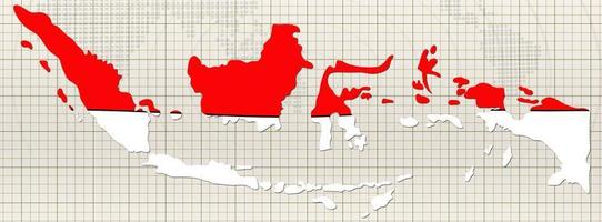 bandera dibujada a mano y mapa de indonesia foto