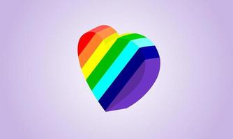 forma de corazón en la ilustración de color del arco iris símbolo del orgullo gay. Icono del logotipo del vector del amor en forma de corazón del arco iris.