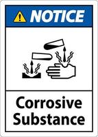 Notice Sign Corrosive Substance On White Background vector