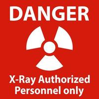 señal de peligro personal autorizado de rayos x solo sobre fondo blanco vector