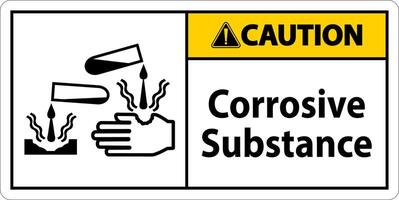 señal de precaución sustancia corrosiva sobre fondo blanco vector