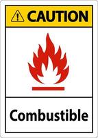 Caution Sign Combustible On White Background vector