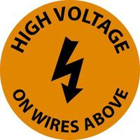 Warning High Voltage On Wires Above Sign On White Background vector