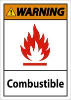 Warning Sign Combustible On White Background vector