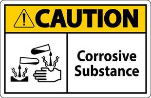 señal de precaución sustancia corrosiva sobre fondo blanco vector