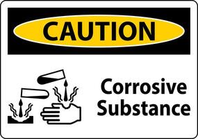 Caution Sign Corrosive Substance On White Background vector