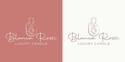 Botanical Floral element Hand Drawn  Simple candle light logo design vector