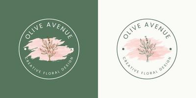 Botanical Floral element Hand Drawn Logo with Wild Flower and Leaves. Logo for spa and beauty salon, boutique, organic shop, wedding, floral designer, interior, photography, cosmetic. vector