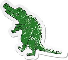 distressed sticker of a quirky hand drawn cartoon crocodile vector