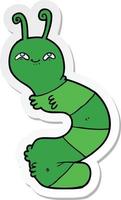 sticker of a cartoon happy caterpillar vector