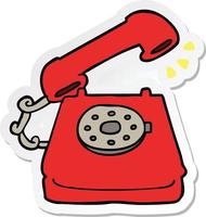 sticker of a cartoon ringing telephone vector