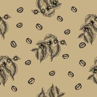 Seamless pattern with coffee beans. Vector background of coffee concept,packaging