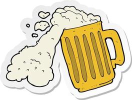 sticker of a cartoon mug of beer vector