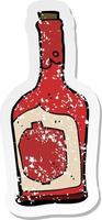 retro distressed sticker of a cartoon bottle of rum vector