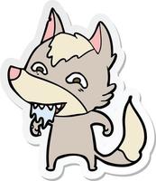 sticker of a cartoon hungry wolf vector