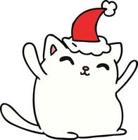 christmas cartoon of kawaii cat vector