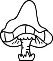 line drawing doodle of a single mushroom vector