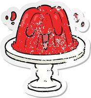 distressed sticker of a cartoon jelly vector