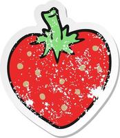 distressed sticker of a cartoon strawberry vector