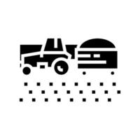 tractor with harvest on field glyph icon vector illustration