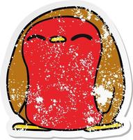 distressed sticker cartoon cute kawaii red robin vector