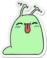 sticker cartoon of a happy kawaii slug vector