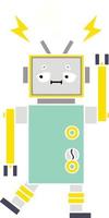 flat color retro cartoon robot vector