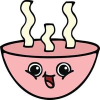 cute cartoon bowl of hot soup vector