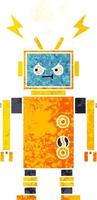 retro illustration style cartoon malfunctioning robot vector