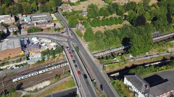 Train moving on tracks at Central Railway Station of Luton England UK video