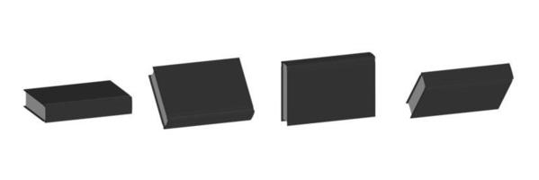 Set of closed black books in different positions for bookstore vector