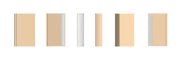 Set of closed beige books in different positions for bookstore vector