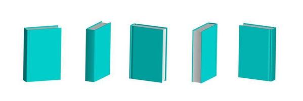 Set of closed green menthol books in different positions for bookstore vector