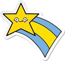 sticker of a cute cartoon shooting rainbow star vector