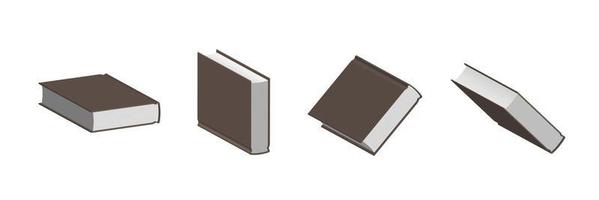 Set of closed brown books in different positions for bookstore vector