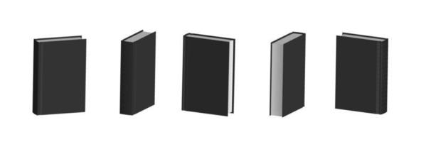 Set of closed black books in different positions for bookstore vector