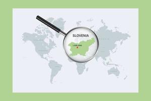 mapa de eslovenia en el mapa político del mundo con lupa vector